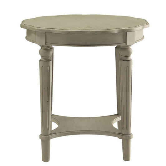 24" Off White Solid Wood Oval End Table With Shelf HomeRoots
