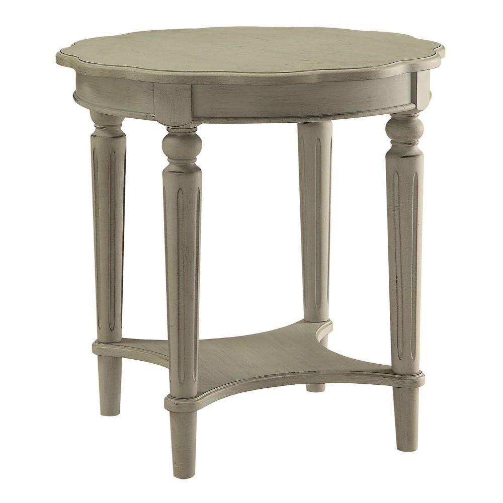 24" Off White Solid Wood Oval End Table With Shelf HomeRoots