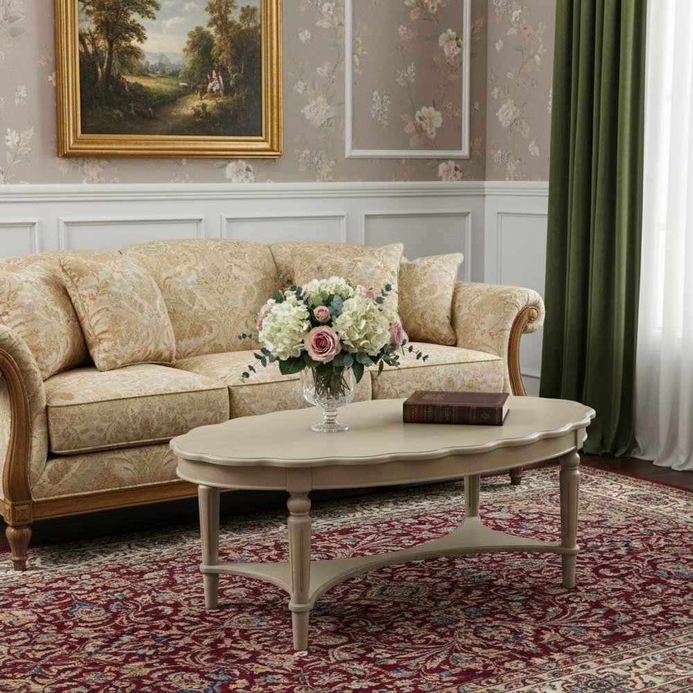50" Antiqued White Solid Wood Oval Distressed Coffee Table HomeRoots