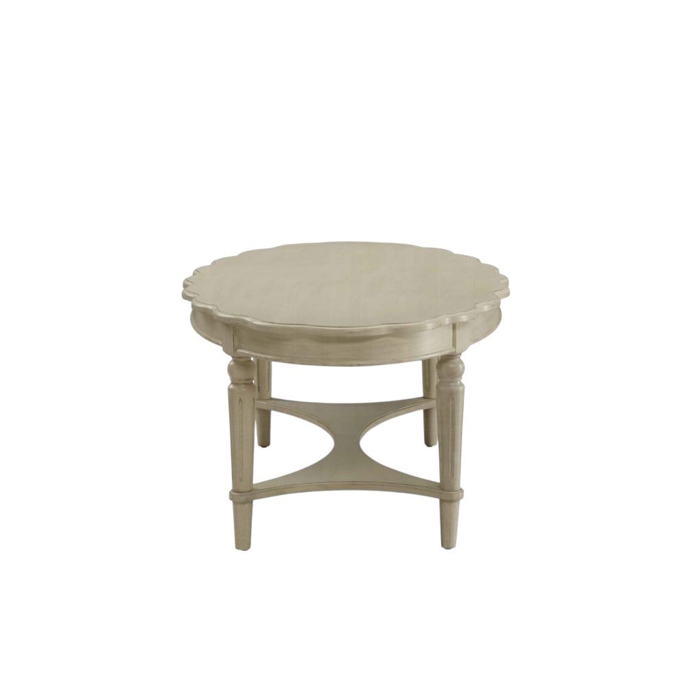50" Antiqued White Solid Wood Oval Distressed Coffee Table HomeRoots