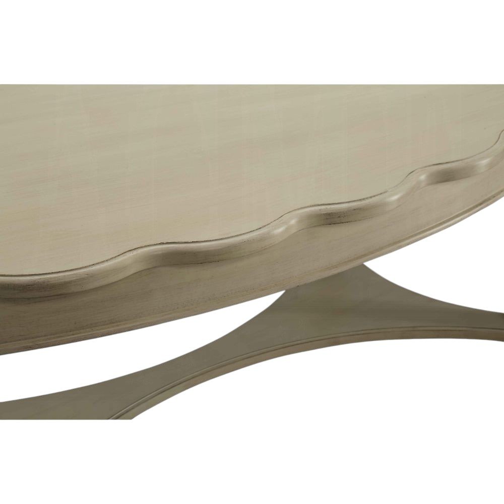 50" Antiqued White Solid Wood Oval Distressed Coffee Table HomeRoots
