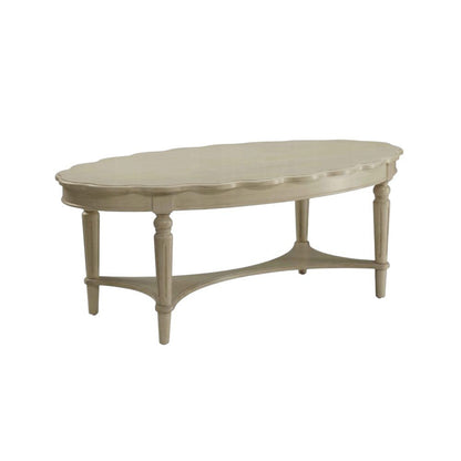 50" Antiqued White Solid Wood Oval Distressed Coffee Table HomeRoots