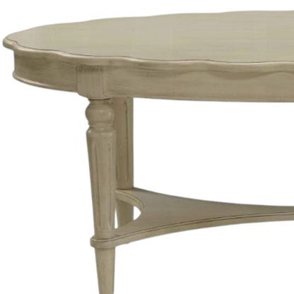 50" Antiqued White Solid Wood Oval Distressed Coffee Table HomeRoots