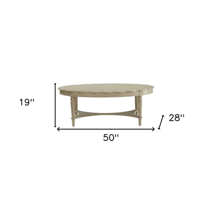 50" Antiqued White Solid Wood Oval Distressed Coffee Table HomeRoots