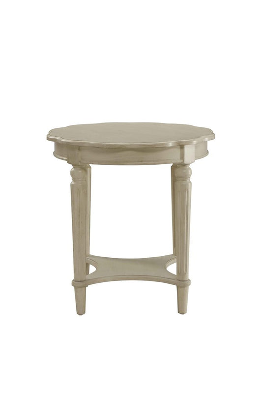 24" Off White Solid Wood Oval End Table With Shelf HomeRoots