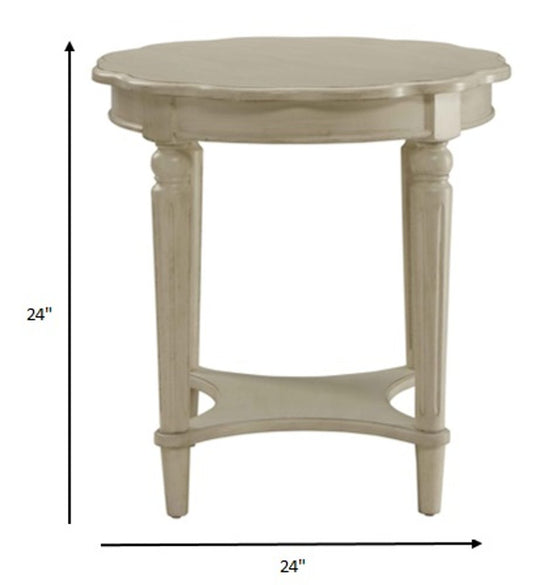 24" Off White Solid Wood Oval End Table With Shelf HomeRoots