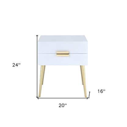24" Black And Gold Wood And Iron End Table With Two Drawers HomeRoots