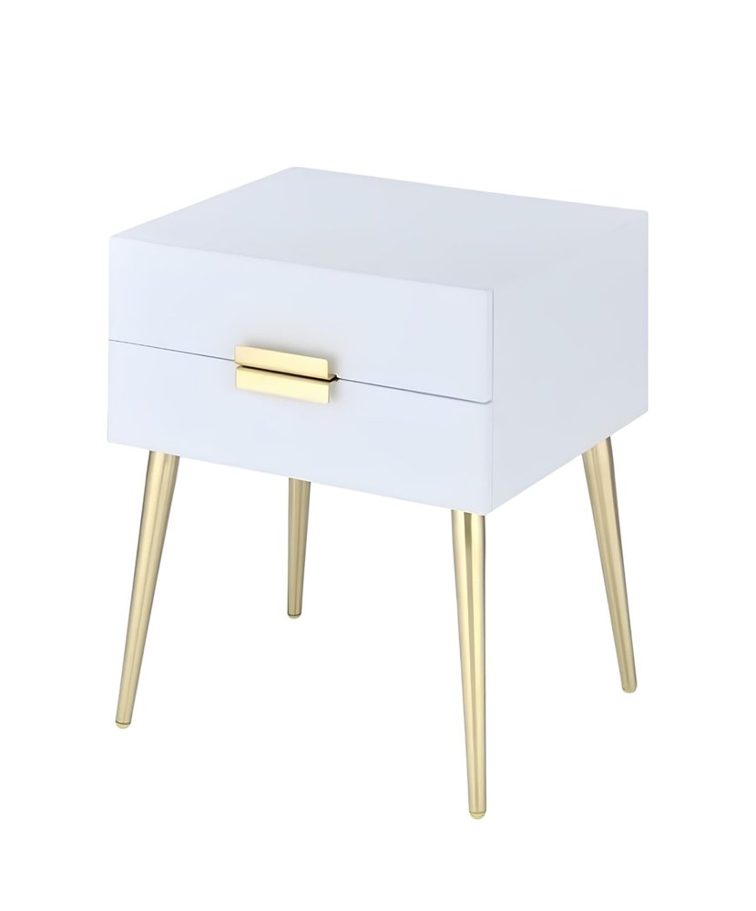 24" Black And Gold Wood And Iron End Table With Two Drawers HomeRoots