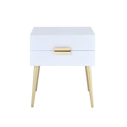 24" Black And Gold Wood And Iron End Table With Two Drawers HomeRoots