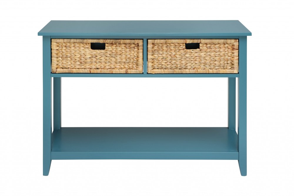 44" Teal Blue Solid Wood Console Table HomeRoots