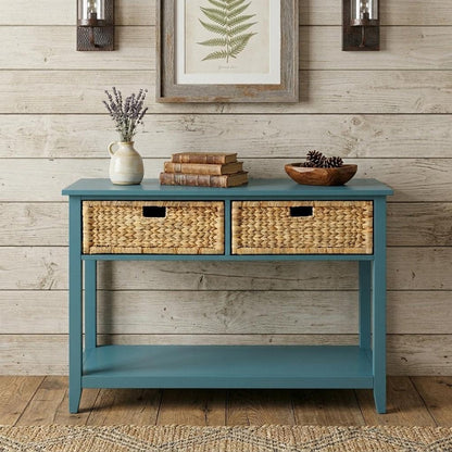 44" Teal Blue Solid Wood Console Table HomeRoots