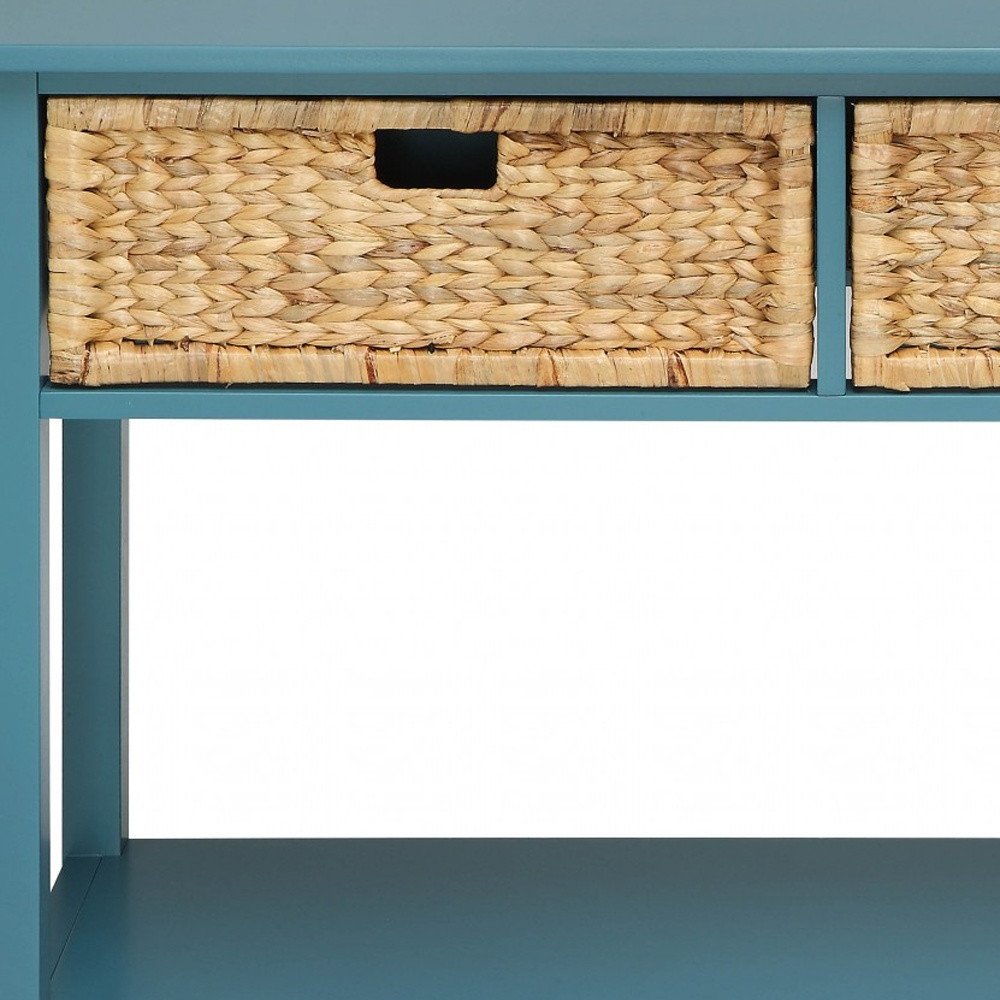44" Teal Blue Solid Wood Console Table HomeRoots