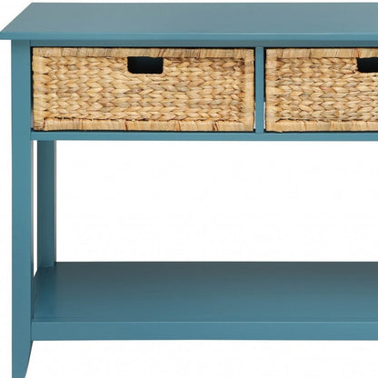 44" Teal Blue Solid Wood Console Table HomeRoots