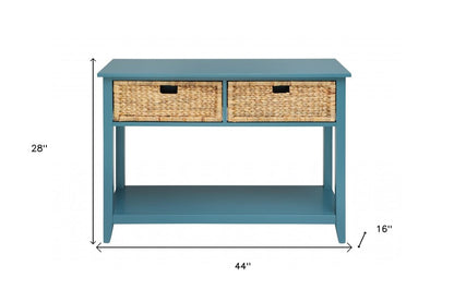 44" Teal Blue Solid Wood Console Table HomeRoots