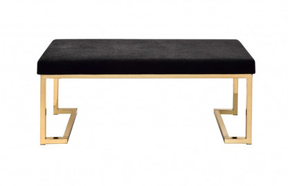 40" Black and Champagne Upholstered Faux Fur Bench HomeRoots