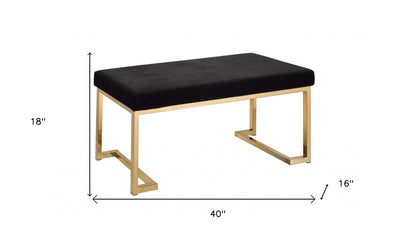 40" Black and Champagne Upholstered Faux Fur Bench HomeRoots