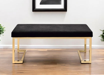 40" Black and Champagne Upholstered Faux Fur Bench HomeRoots