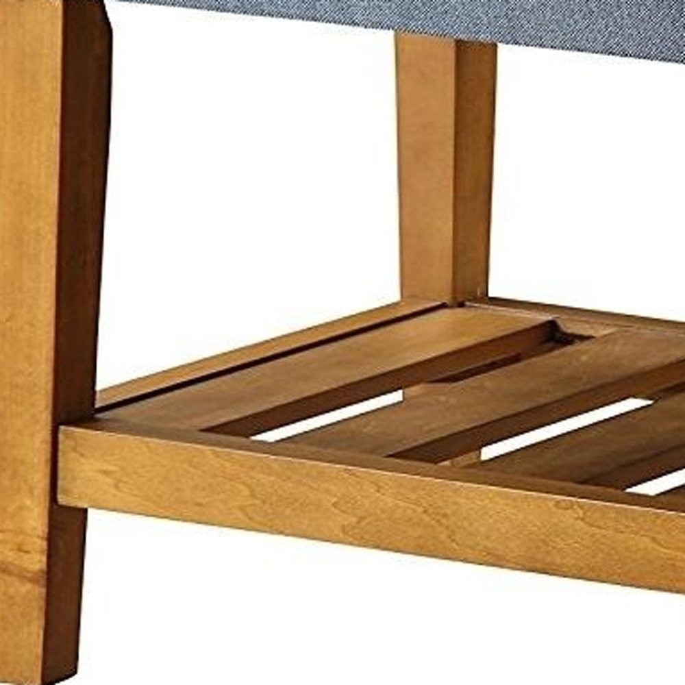 40" Light Gray and Brown Upholstered Polyester Bench with Shelves HomeRoots