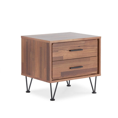 18" Brown Wood Two Drawer Nightstand HomeRoots