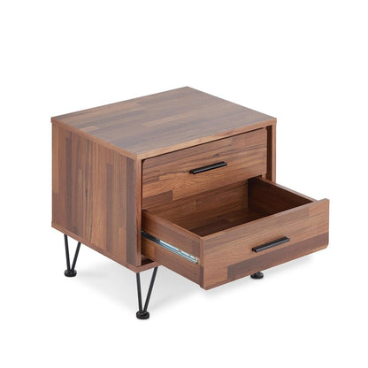 18" Brown Wood Two Drawer Nightstand HomeRoots