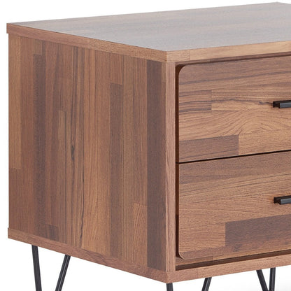 18" Brown Wood Two Drawer Nightstand HomeRoots