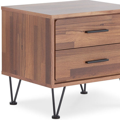 18" Brown Wood Two Drawer Nightstand HomeRoots