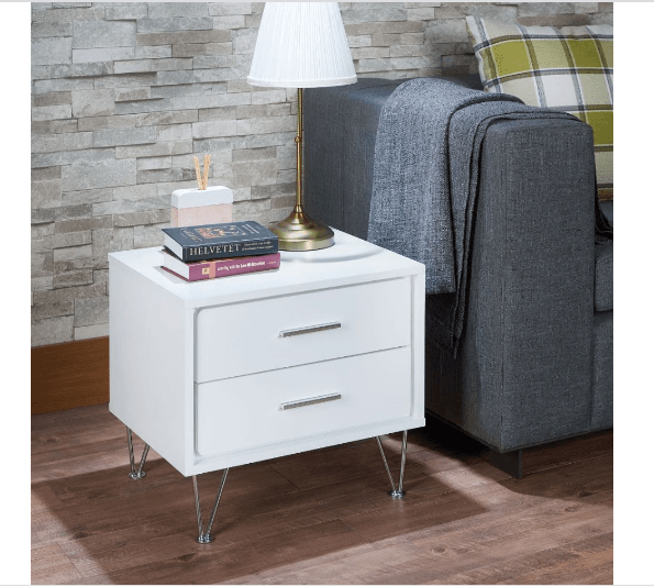 18" Brown Two Drawers Metal Nightstand - FurniFindUSA