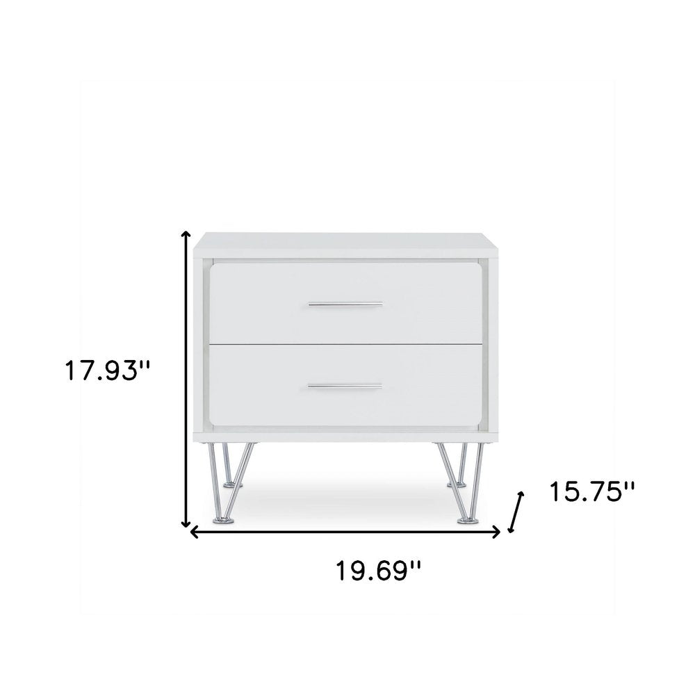 18" Brown Wood Two Drawer Nightstand HomeRoots