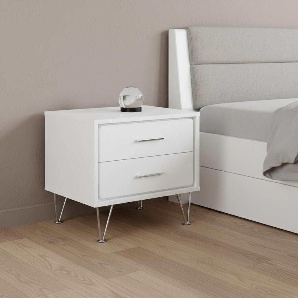 18" Brown Wood Two Drawer Nightstand HomeRoots
