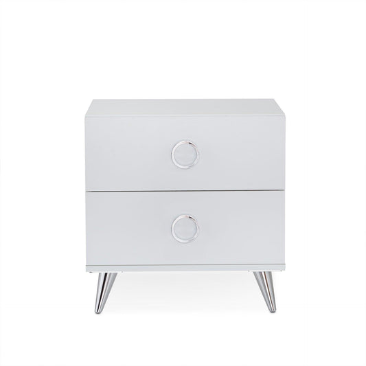 20" White Two Drawers Nightstand - FurniFindUSA