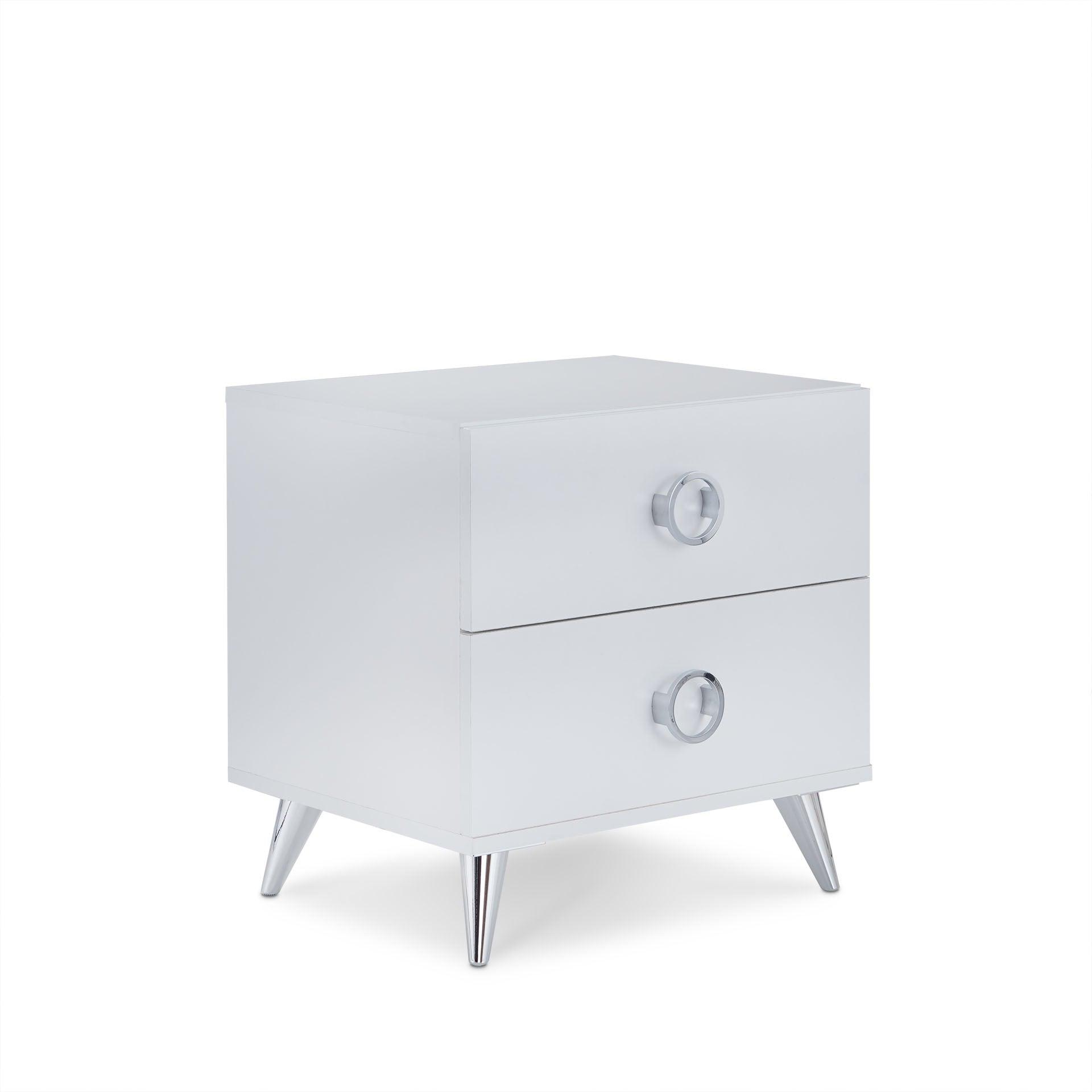 20" White Two Drawers Nightstand - FurniFindUSA