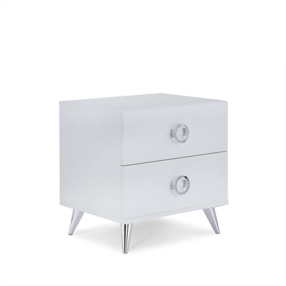 20" White Two Drawers Nightstand - FurniFindUSA