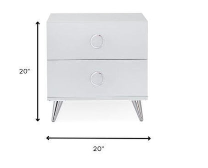 20" White Two Drawers Nightstand - FurniFindUSA