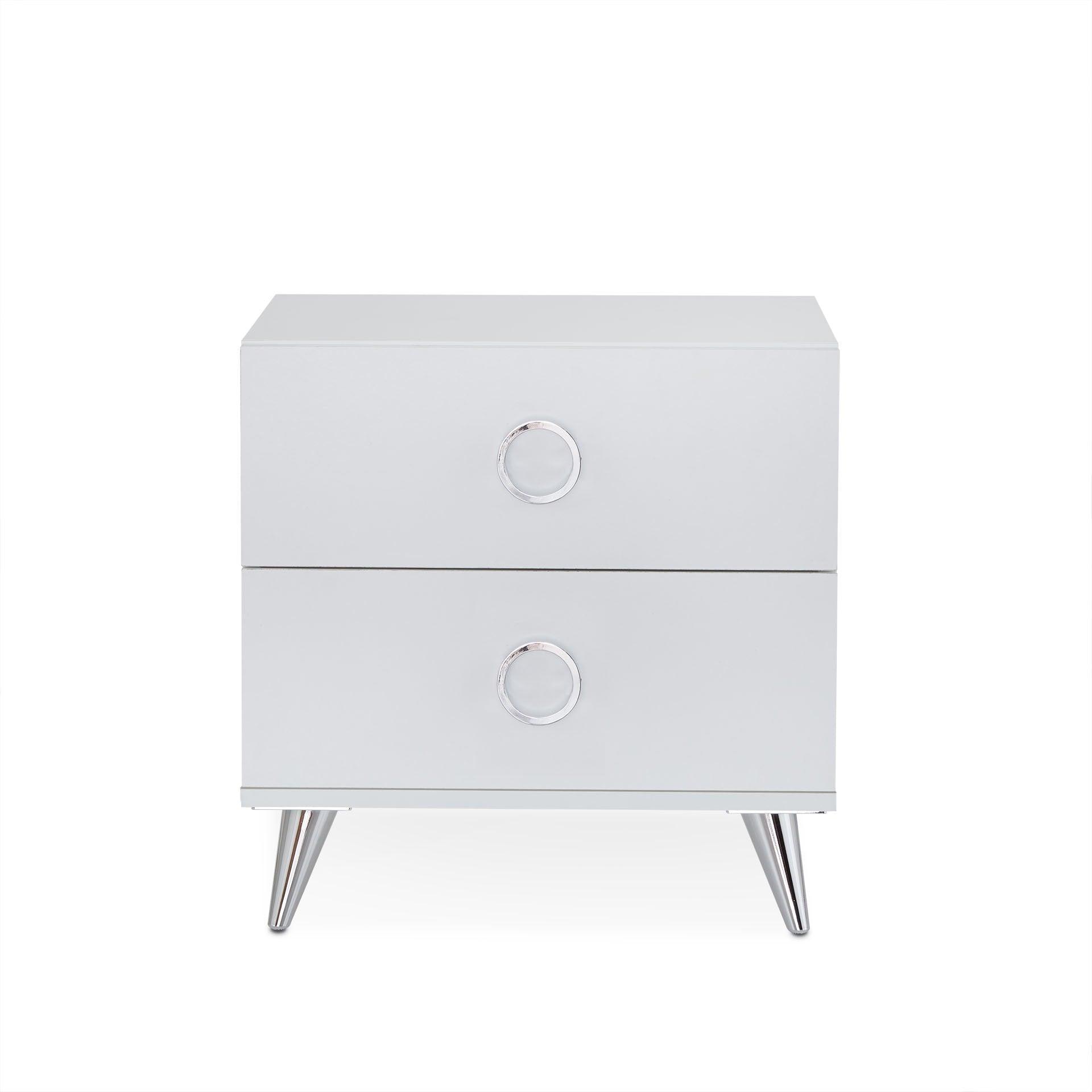 20" White Two Drawers Nightstand - FurniFindUSA