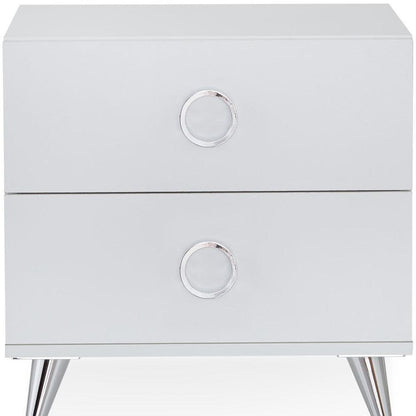 20" Black Two Drawers Chrome Nightstand - FurniFindUSA