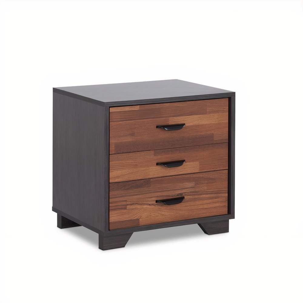19" Espresso Wood Three Drawer Nightstand HomeRoots