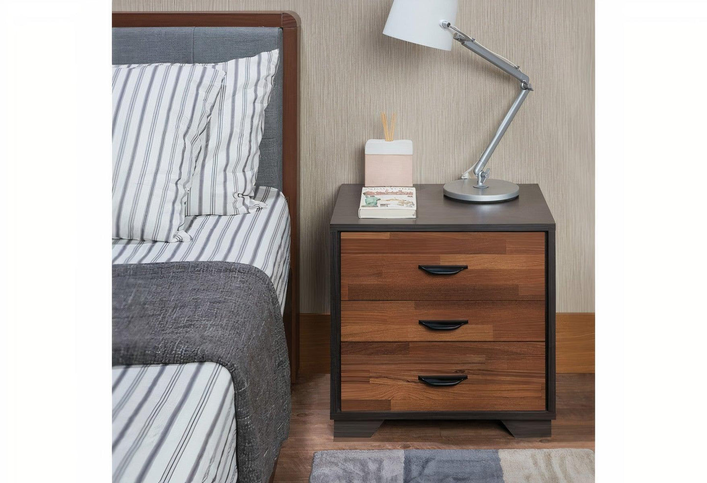 19" Espresso Three Drawers Nightstand - FurniFindUSA