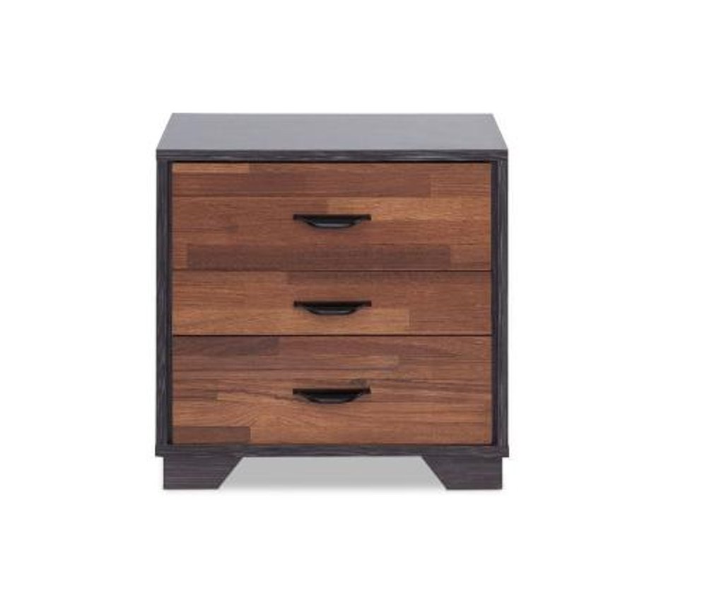 19" Espresso Wood Three Drawer Nightstand HomeRoots