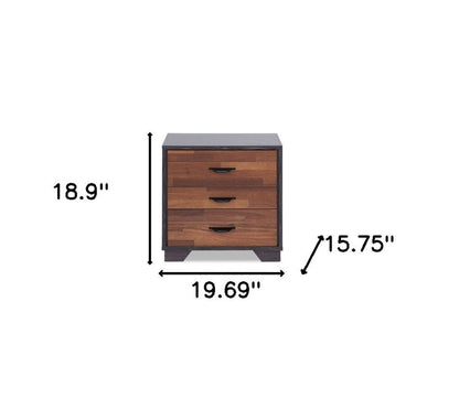 19" Espresso Wood Three Drawer Nightstand HomeRoots