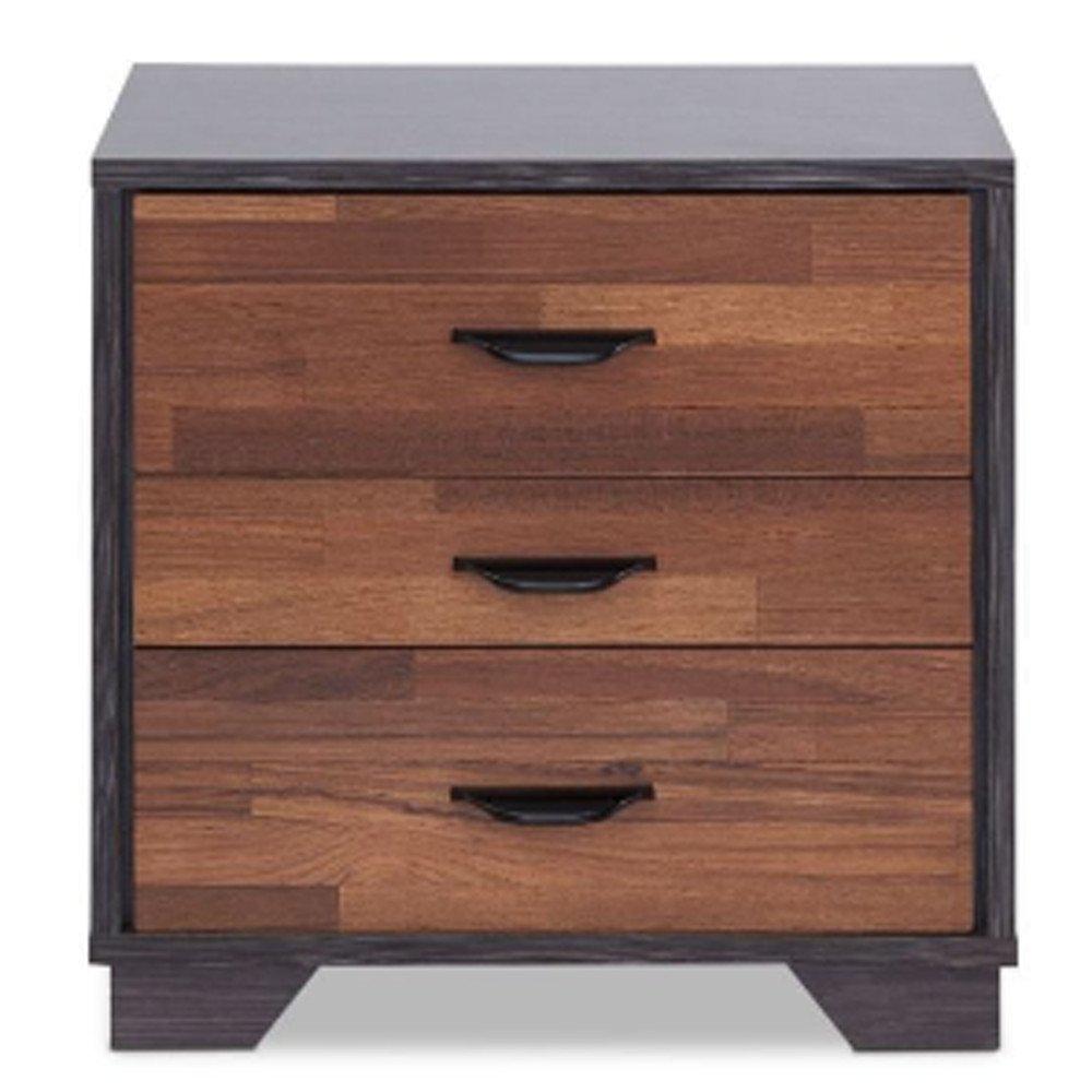 19" Espresso Wood Three Drawer Nightstand HomeRoots