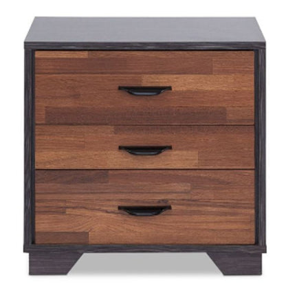 19" Espresso Wood Three Drawer Nightstand HomeRoots