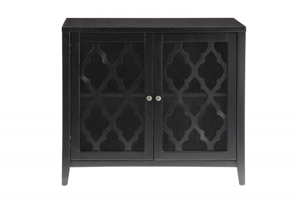 34" White Sideboard with Two Glass Doors HomeRoots