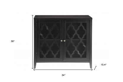 34" Black Sideboard with Two Glass Doors