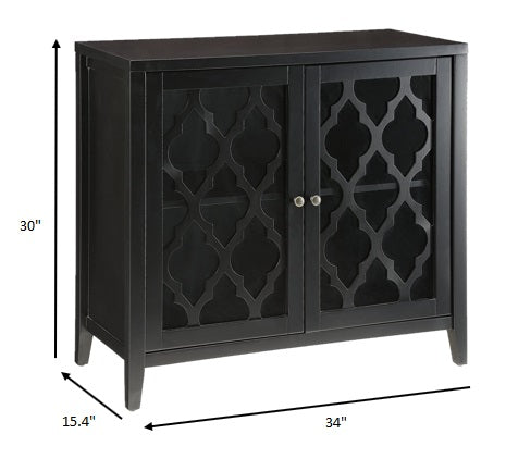 34" Black Sideboard with Two Glass Doors