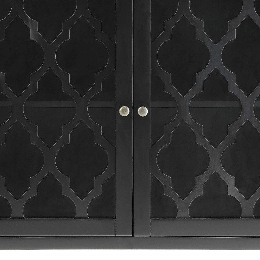 34" Black Sideboard with Two Glass Doors HomeRoots