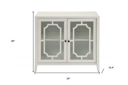 34" White Sideboard with Two Glass Doors HomeRoots
