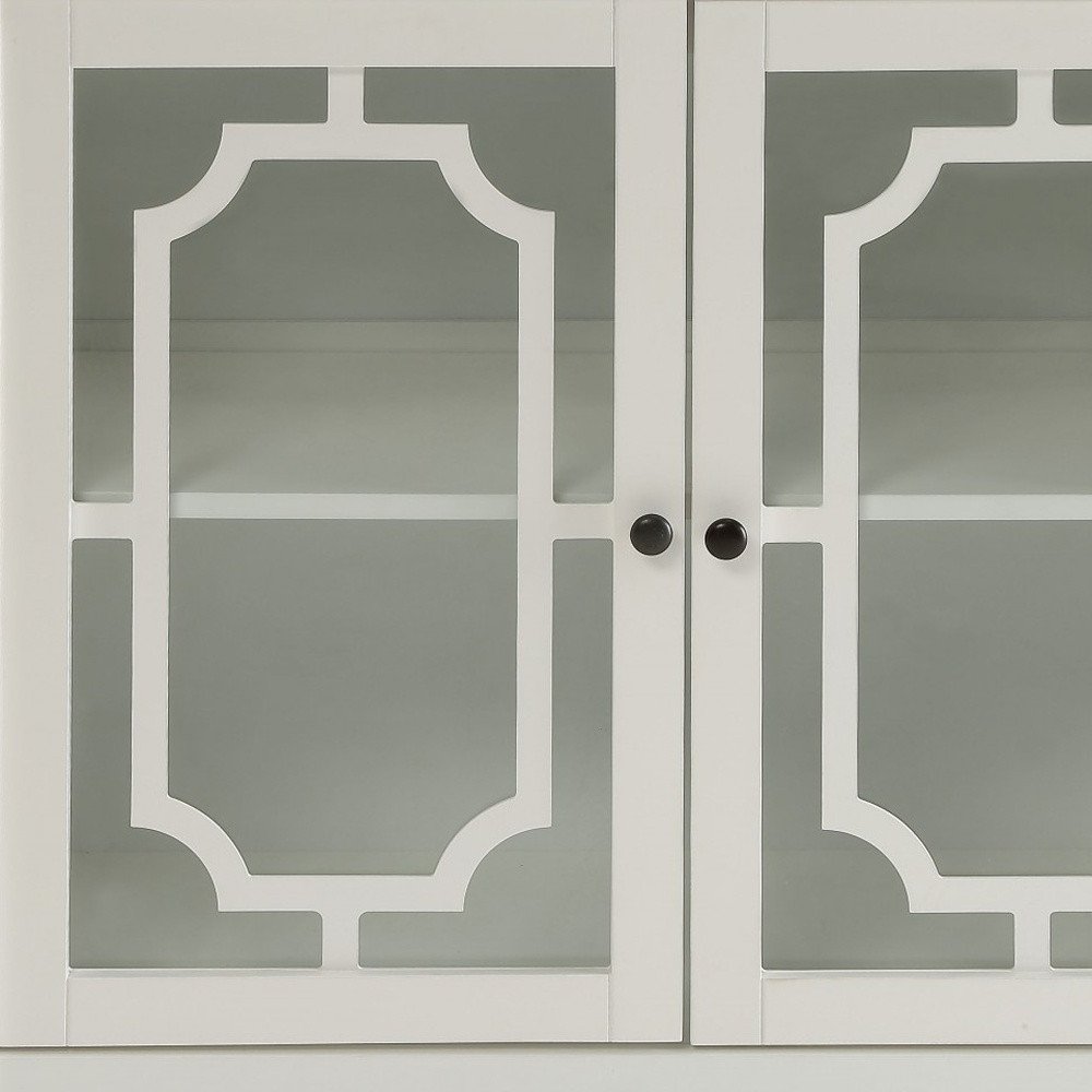 34" White Sideboard with Two Glass Doors HomeRoots