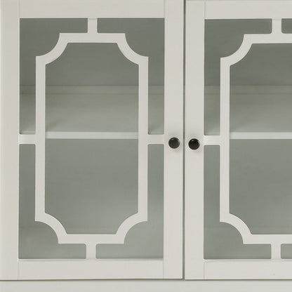 34" White Sideboard with Two Glass Doors HomeRoots