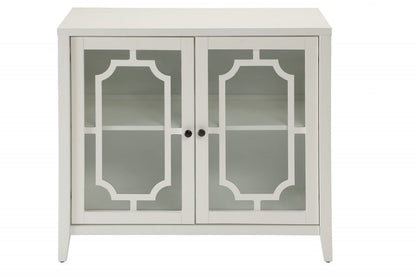 34" Black Sideboard with Two Glass Doors HomeRoots
