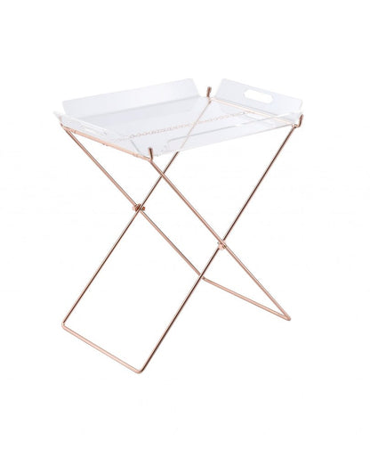 22" Clear and Copper Acrylic and Metal Tray Table HomeRoots